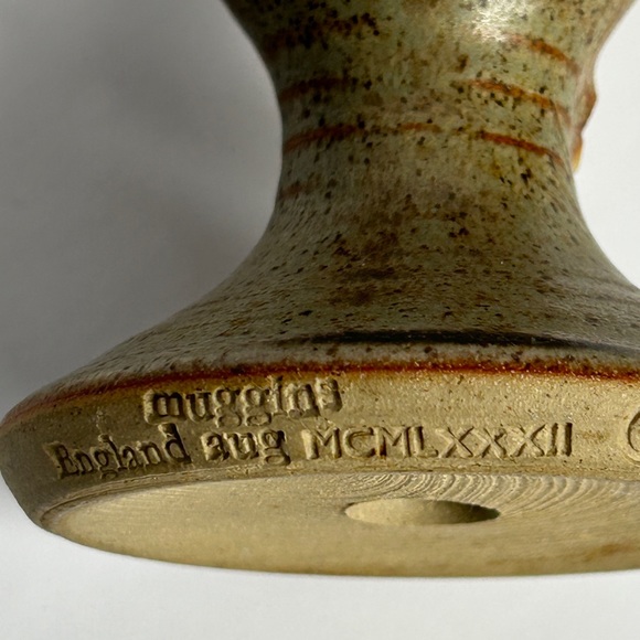 Muggins Stoneware Pottery Goblet Mug Aug 1982 Cheeky Ugly Face Cup - Picture 9 of 12